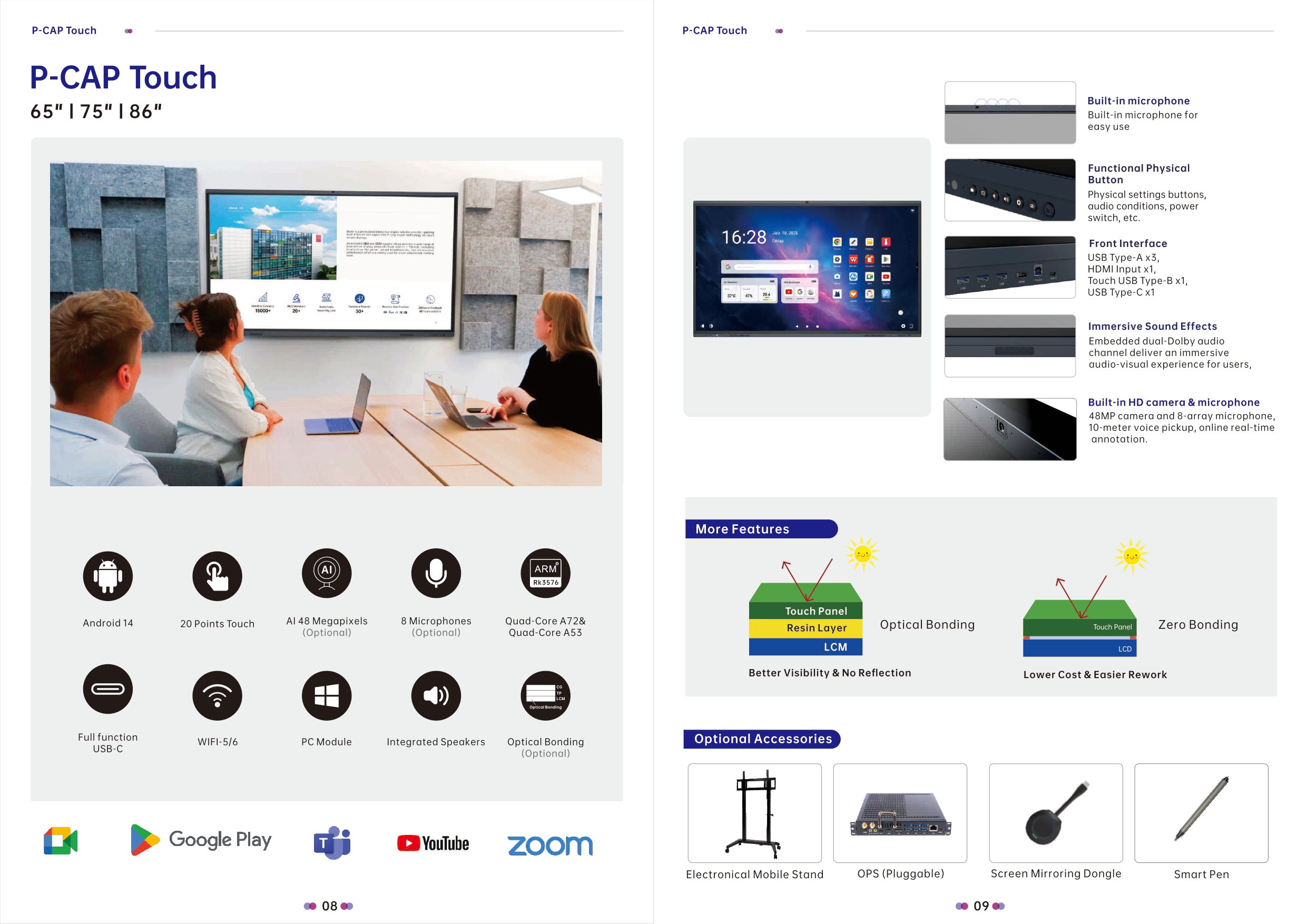 P-CAP touch overview brochure page